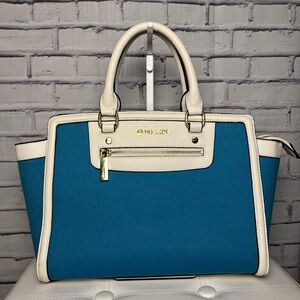 NU SKIN Teal and White Tote by Michael Kors